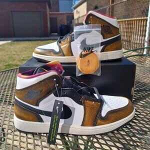 Nike Air Jordan 1 Mid Sneakers Orange Wear Away Shoes